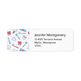 Tanden en gereedschap Tandheelkundig Patroon Adres Etiket