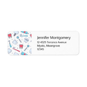 Tanden en gereedschap Tandheelkundig Patroon Adres Etiket