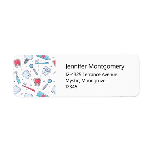 Tanden en gereedschap Tandheelkundig Patroon Adres Etiket (Voorkant)