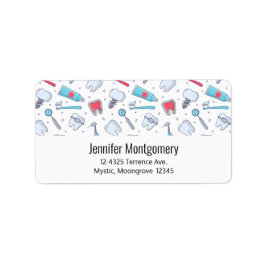 Tanden en gereedschap Tandheelkundig Patroon Adres Etiket