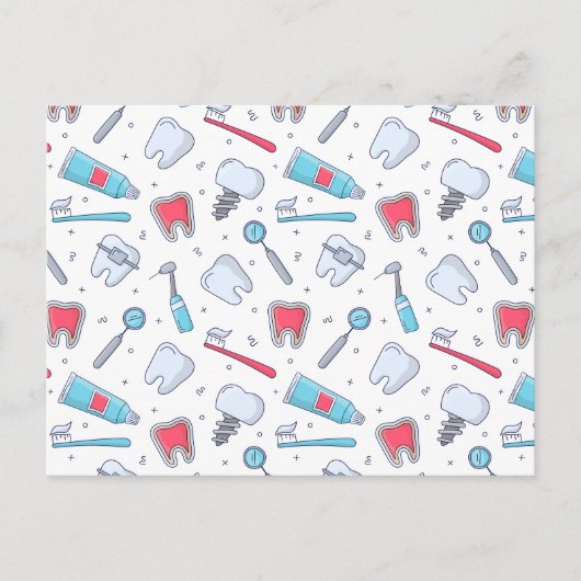 Tanden en gereedschap Tandheelkundig patroon Briefkaart (Voorkant)