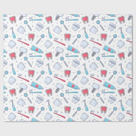 Tanden en gereedschap Tandheelkundig patroon Cadeaupapier (Vlak)