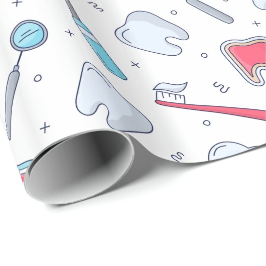 Tanden en gereedschap Tandheelkundig patroon Cadeaupapier (Rol Hoek)