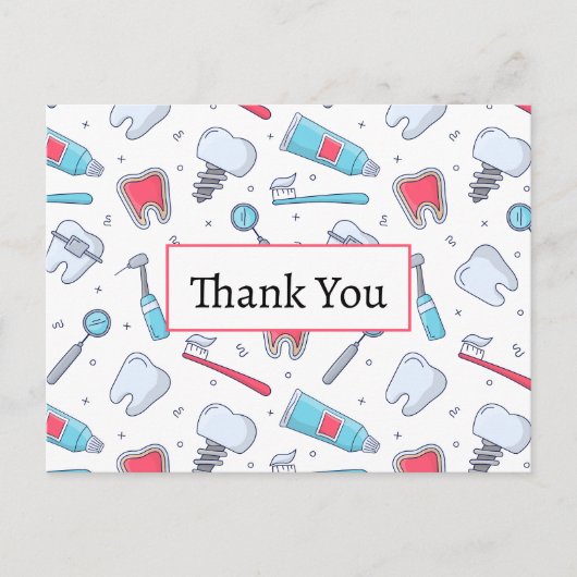 Tanden en Gereedschap Tandheelkundig Patroon Dank  Briefkaart (Voorkant)