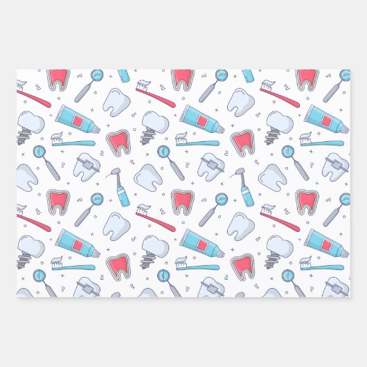 Tanden en gereedschap Tandheelkundig patroon Inpakpapier Vel (Voorkant)