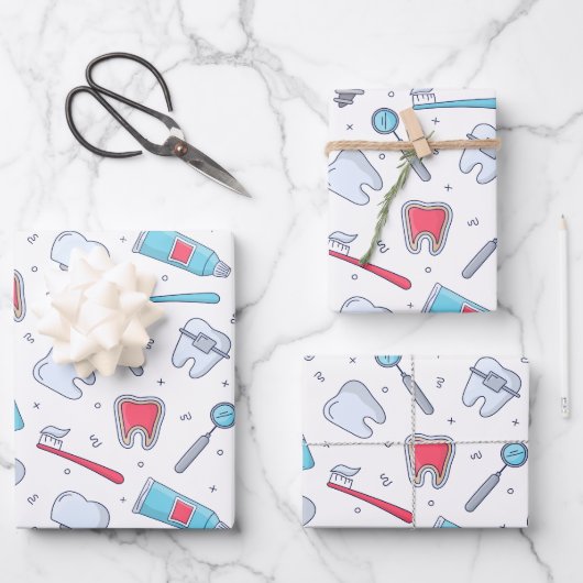 Tanden en gereedschap Tandheelkundig patroon Inpakpapier Vel (Voorkant)