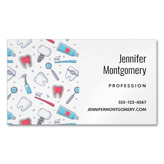 Tanden en gereedschap Tandheelkundig patroon Magnetisch Visitekaartje (Voorkant)