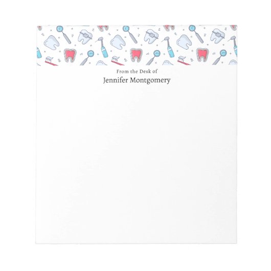 Tanden en gereedschap Tandheelkundig patroon Notitieblok (Voorkant)