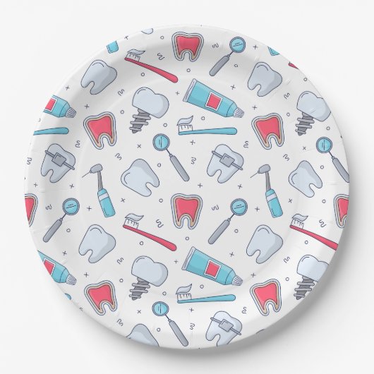 Tanden en gereedschap Tandheelkundig patroon Papieren Bordje