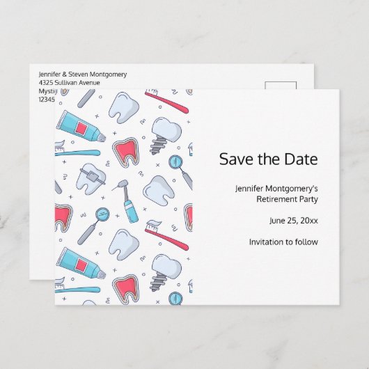 Tanden en Gereedschap Tandheelkundig Patroon Pensi Aankondigingskaart (Voorkant / Achterkant)