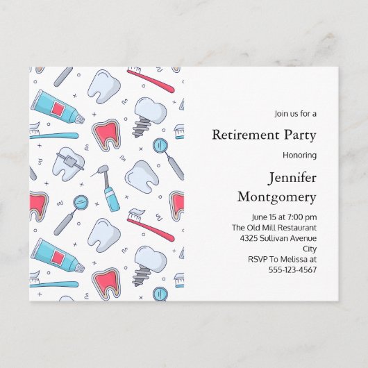 Tanden en Gereedschap Tandheelkundig Patroon Pensi Uitnodiging Briefkaart (Voorkant)