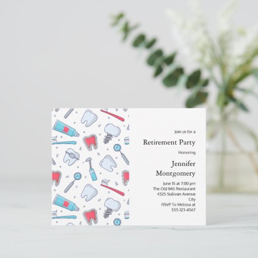 Tanden en Gereedschap Tandheelkundig Patroon Pensi Uitnodiging Briefkaart (Staand voorkant)