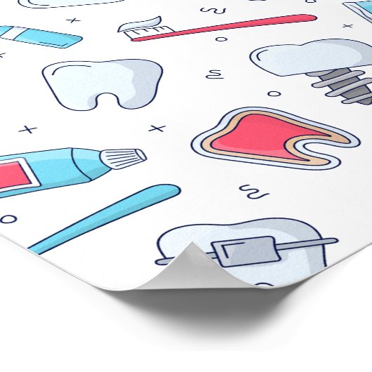 Tanden en gereedschap Tandheelkundig patroon Poster (Hoek)