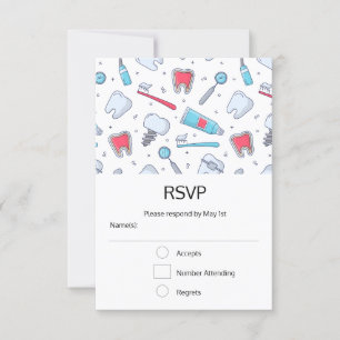 Tanden en gereedschap Tandheelkundig patroon RSVP Kaartje