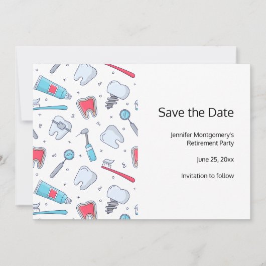 Tanden en gereedschap Tandheelkundig patroon Save The Date (Voorkant)