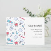 Tanden en gereedschap Tandheelkundig patroon Save The Date (Staand voorkant)
