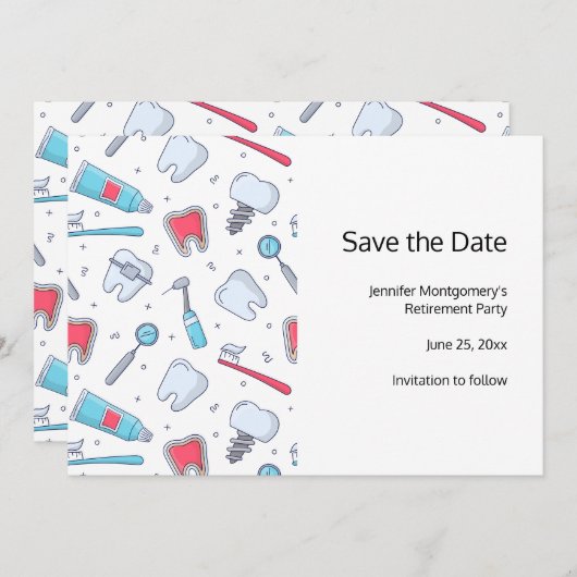 Tanden en gereedschap Tandheelkundig patroon Save The Date (Voorkant / Achterkant)