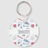 Tanden en gereedschap Tandheelkundig patroon Sleutelhanger (Achterkant)