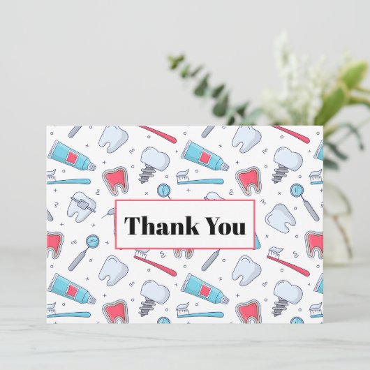 Tanden en Gereedschap Tandheelkundig Patroon Tanda Bedankkaart (Staand voorkant)
