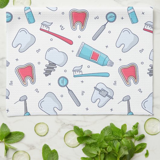 Tanden en gereedschap Tandheelkundig patroon Theedoek (Gevouwen)