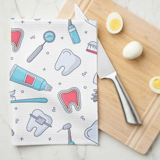 Tanden en gereedschap Tandheelkundig patroon Theedoek (Quarter Fold)