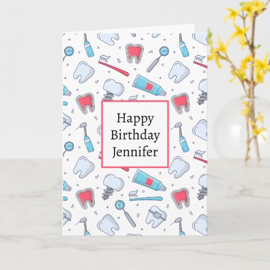 Tanden en gereedschap Tandheelkundig patroon Verja Kaart (Gele Bloem)