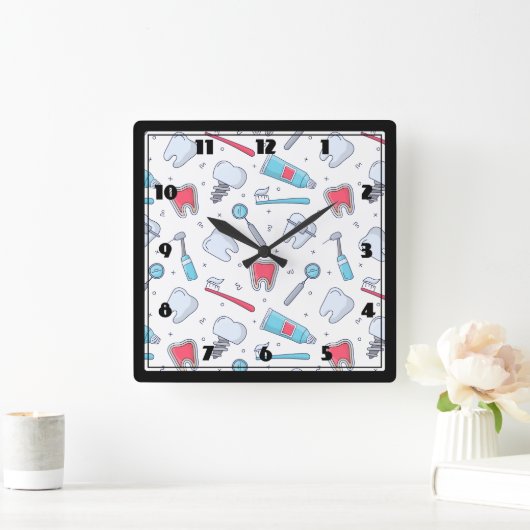 Tanden en gereedschap Tandheelkundig patroon Vierkante Klok (Huis)