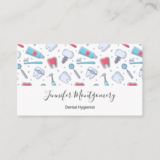 Tanden en gereedschap Tandheelkundig patroon Visitekaartje (Voorkant)