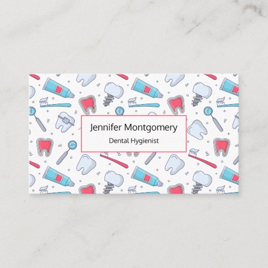 Tanden en gereedschap Tandheelkundig patroon Visitekaartje (Voorkant)
