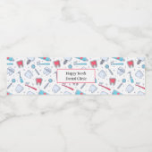 Tanden en gereedschap Tandheelkundig patroon Waterfles Etiket (Enkel label)