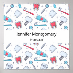 Tanden en hulpmiddelen Tandheelkundig Patroon Zake Poster