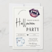 Tanden en mokken Halloween-feest Vampiers Spin Fee Kaart (Voorkant)