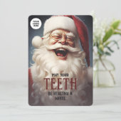 Tanden Gezonde Witte Kerstman Glimlach Tandarts Be Feestdagenkaart (Staand voorkant)