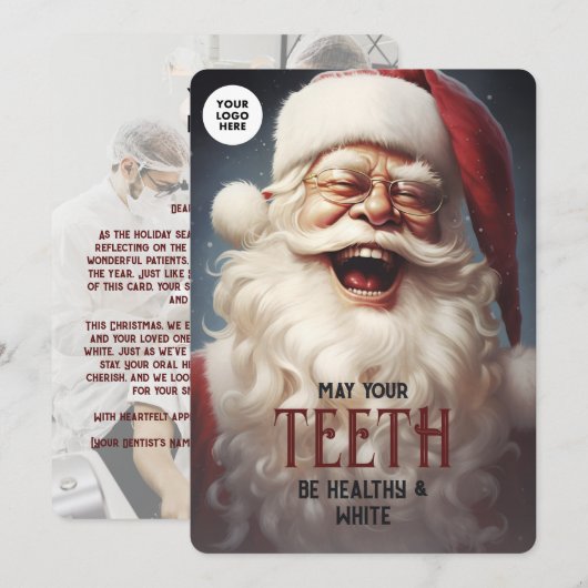 Tanden Gezonde Witte Kerstman Glimlach Tandarts Be Feestdagenkaart (Voorkant / Achterkant)