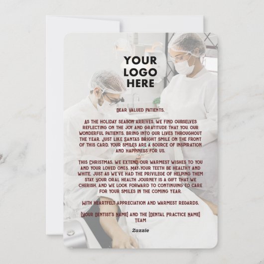 Tanden Gezonde Witte Kerstman Glimlach Tandarts Be Feestdagenkaart (Achterkant)