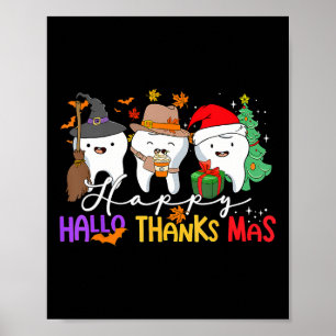 Tanden Halloween Thanksgiving Kerst Kinder Mannen Poster