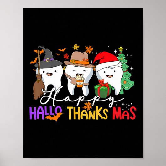 Tanden Halloween Thanksgiving Kerst Kinder Mannen  Poster (Voorkant)