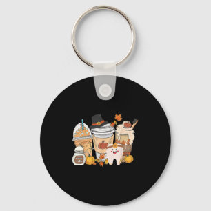 Tanden Koffie Herfst Tandheelkundige Pompoen Latte Sleutelhanger