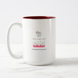 Tanden poetsen, flossen, glimlachen Tandarts Mondh Tweekleurige Koffiemok
