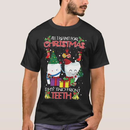 Tanden Santa Hoed Lelijke Kerstmis Sweater Tandtec T-shirt (Voorkant)
