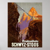 Tanden, spoorweg, trein over brug, Zwitserland Poster (Voorkant)