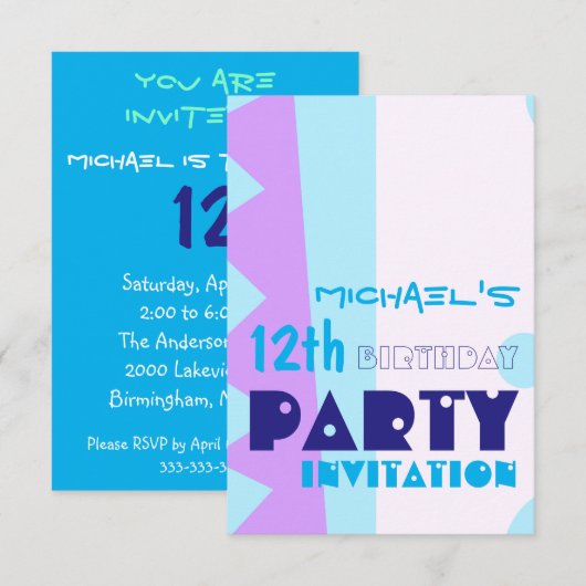 Tanden van het monster 12e verjaardagsfeest uitnod kaart (Voorkant / Achterkant)