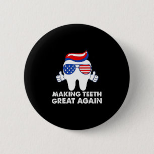 Tanden weer geweldig maken Funny Teeth Trump haar  Ronde Button 5,7 Cm