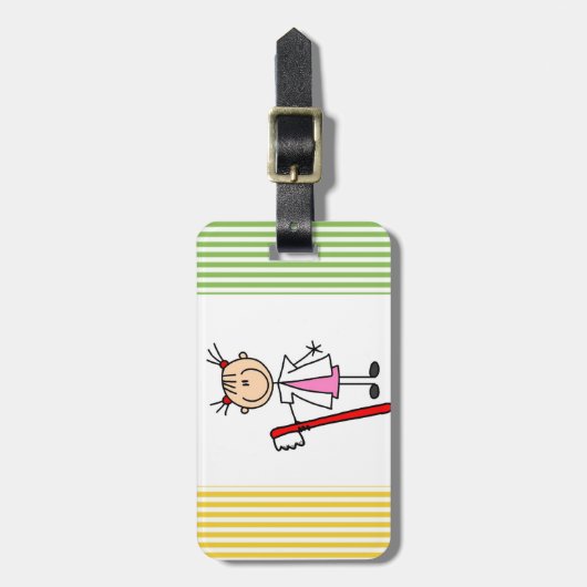 Tandenassistent met tandenborstel bagagelabel (Voorkant verticaal)