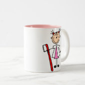 Tandenassistent met tandenborstel tweekleurige koffiemok (Voorkant rechts)