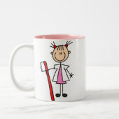 Tandenassistent met tandenborstel tweekleurige koffiemok (Links)