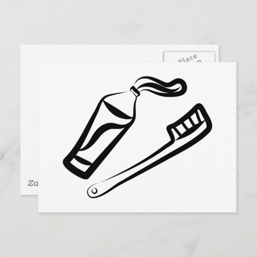 Tandenborstel en plakken briefkaart (Voorkant / Achterkant)