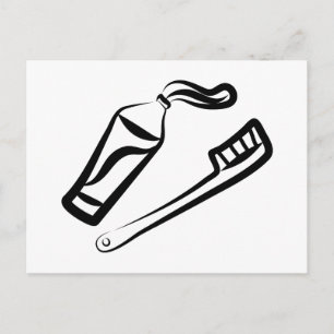 Tandenborstel en plakken briefkaart