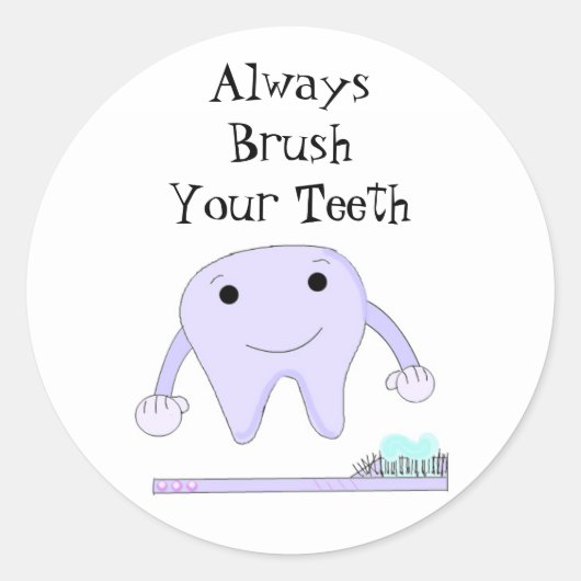 Tandenborstel en tand Cute Dental Reminder Ronde Sticker (Voorkant)