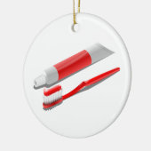 Tandenborstel en tandpasta keramisch ornament (Links)